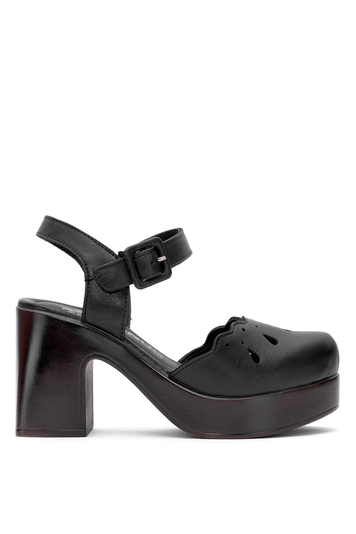 2217001Y Kadın Hakiki Deri Topuklu Sandalet Siyah - Görsel 2