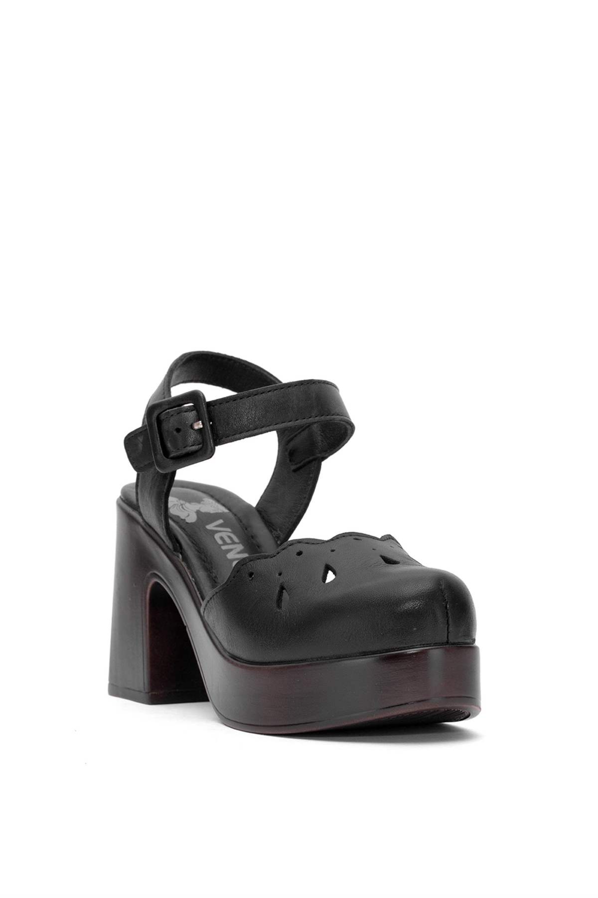 2217001Y Kadın Hakiki Deri Topuklu Sandalet Siyah - Görsel 3