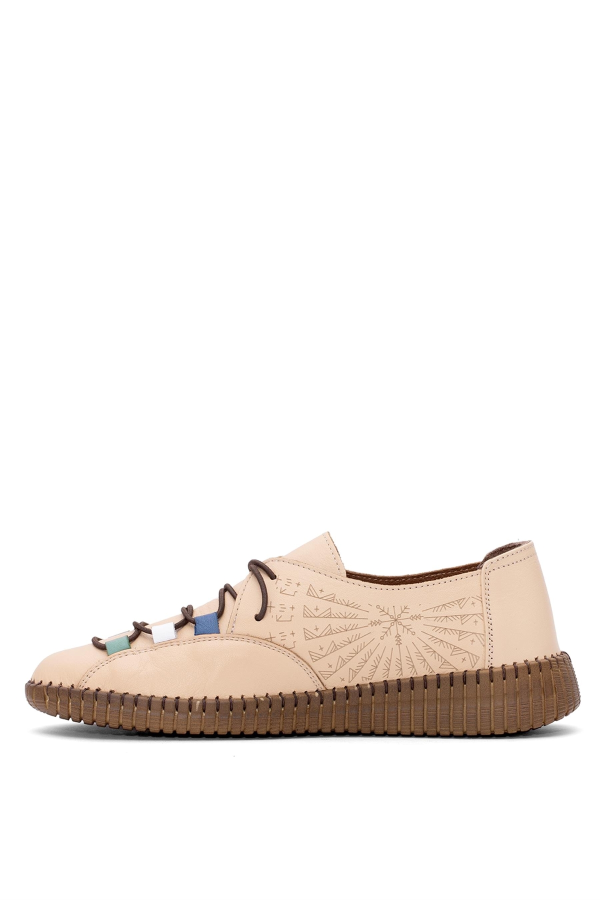 24370001Y Kadın Hakiki Deri Casual Ayakkabı Bej - Görsel 4