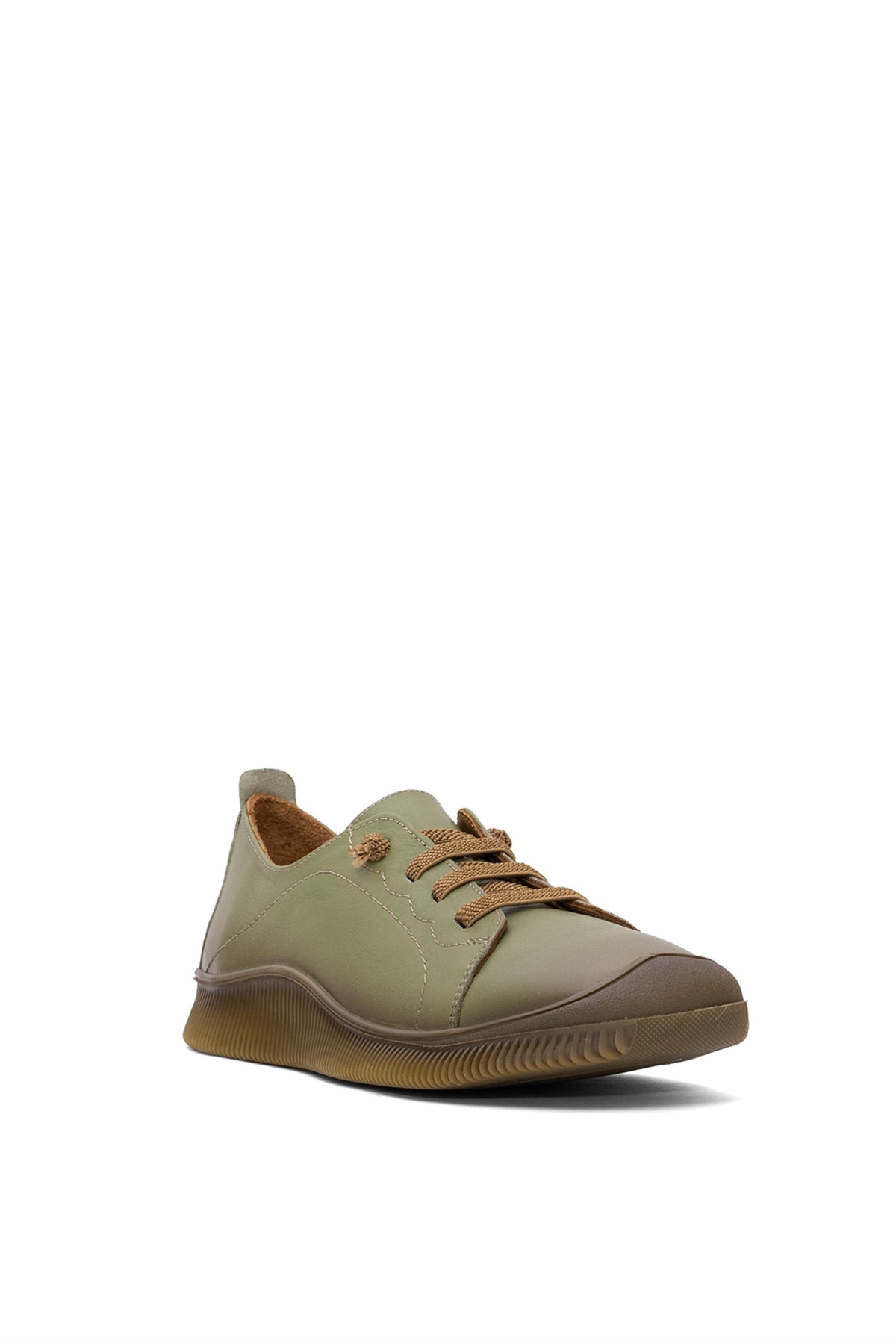 2413504Y Kadın Hakiki Deri Casual Ayakkabı Yeşil - Görsel 3
