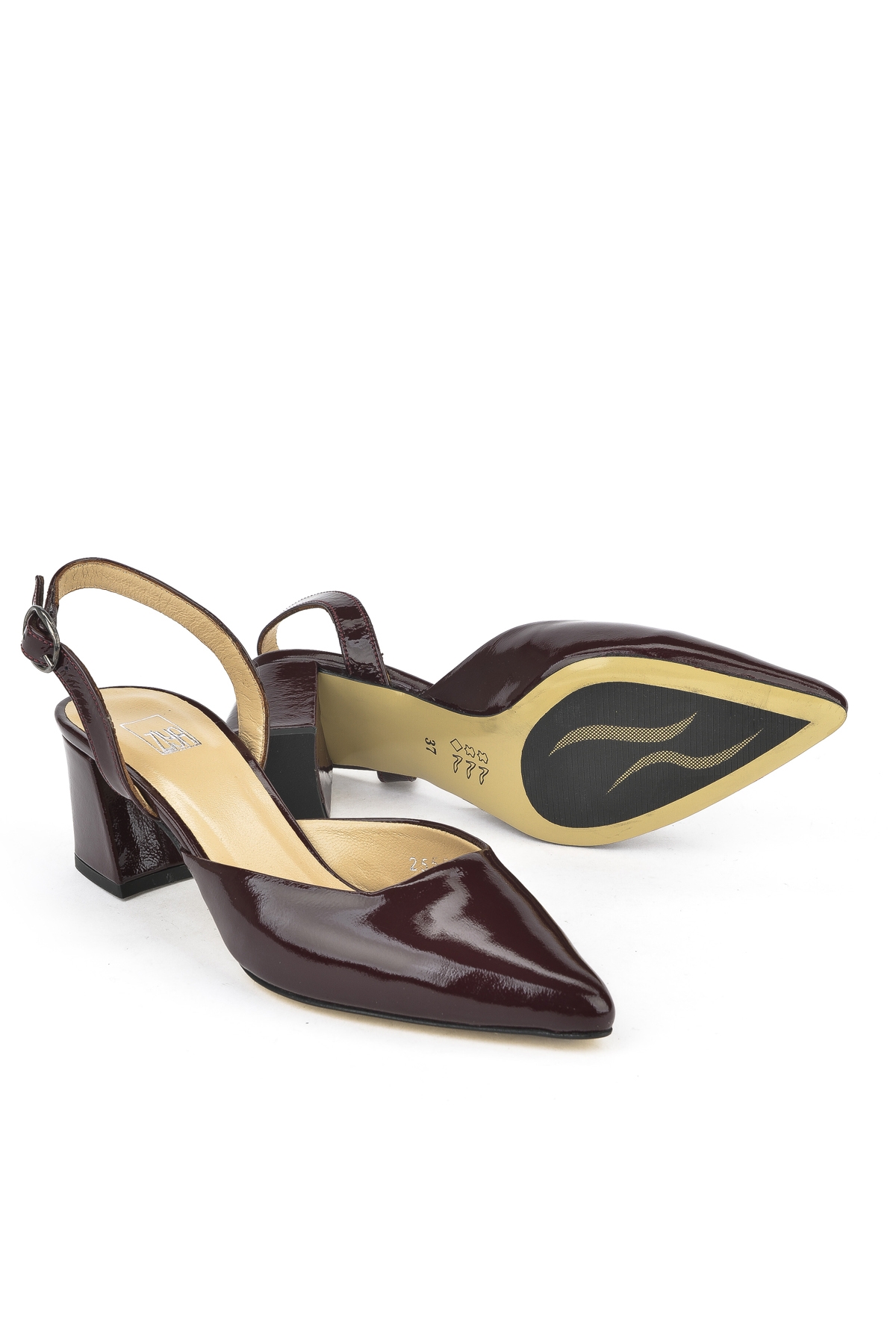 Kadın Hakiki Deri Topuklu Ayakkabı 1511030Z2555 Bordo - Görsel 5