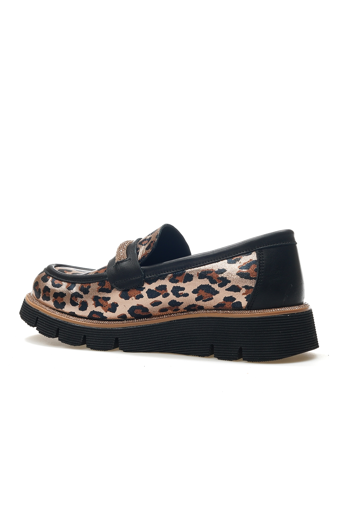 Kadın Hakiki Deri Taşlı Casual Ayakkabı 25y D25ya-3740 Z Leopar - Görsel 4