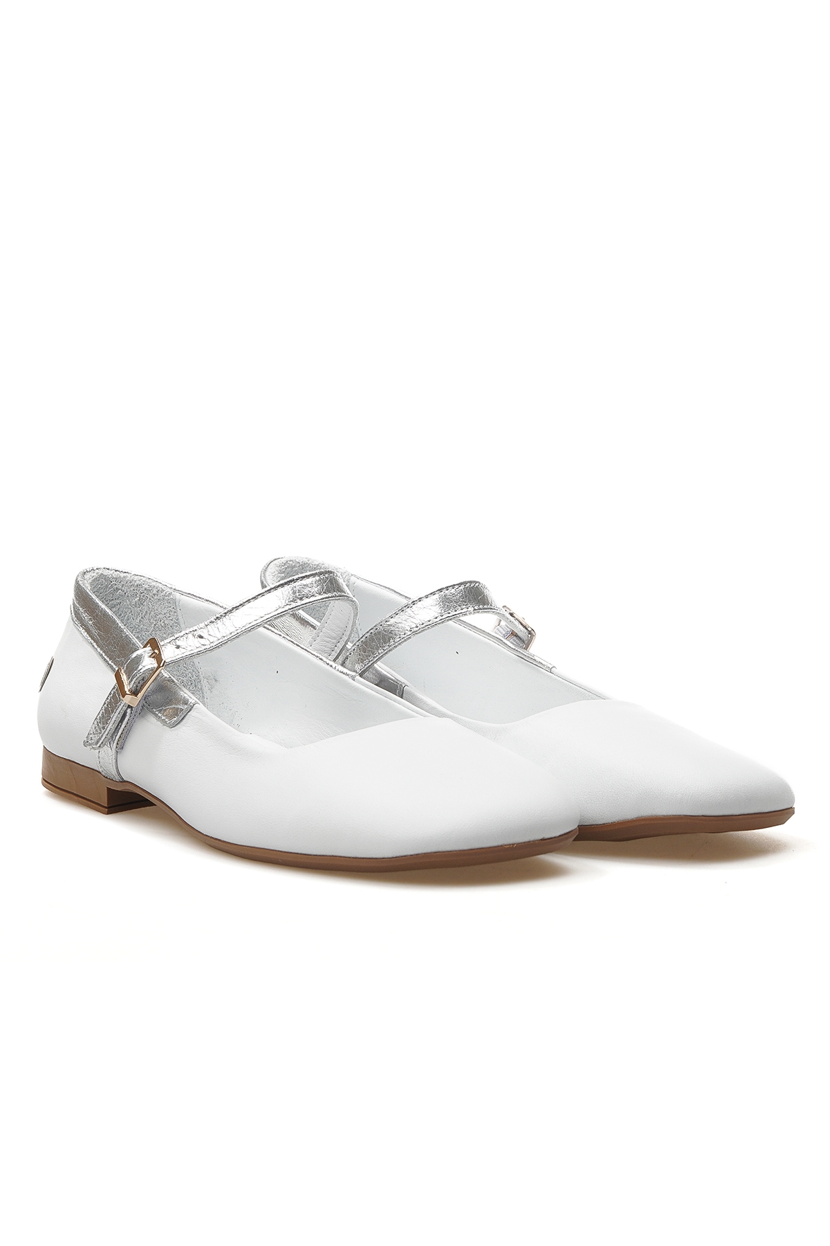 Kadın Hakiki Deri Günlük Babet 25y D25ya-7145 Z Beyaz - Görsel 6