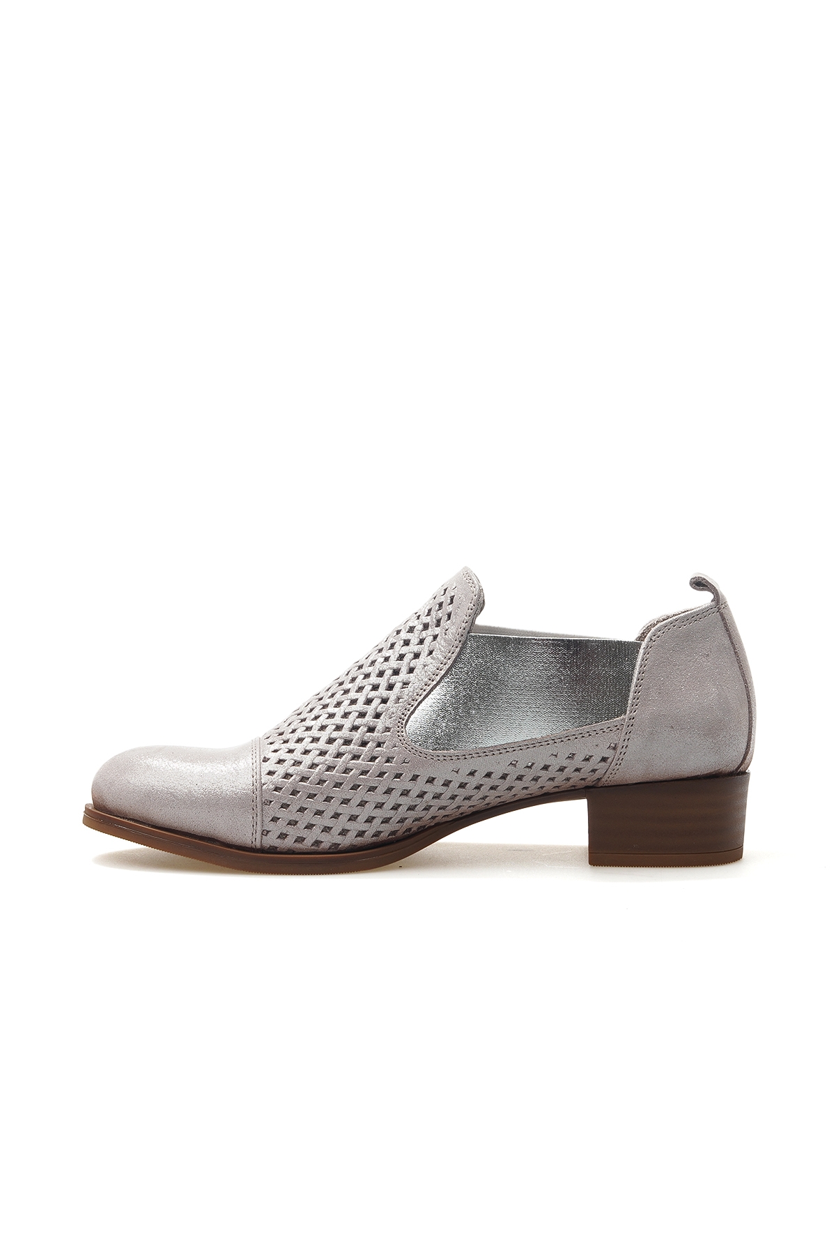 Kadın Hakiki Deri Simli Desenli Casual Ayakkabı 25y D25ya-7150 Z Vizon Simli - Görsel 3