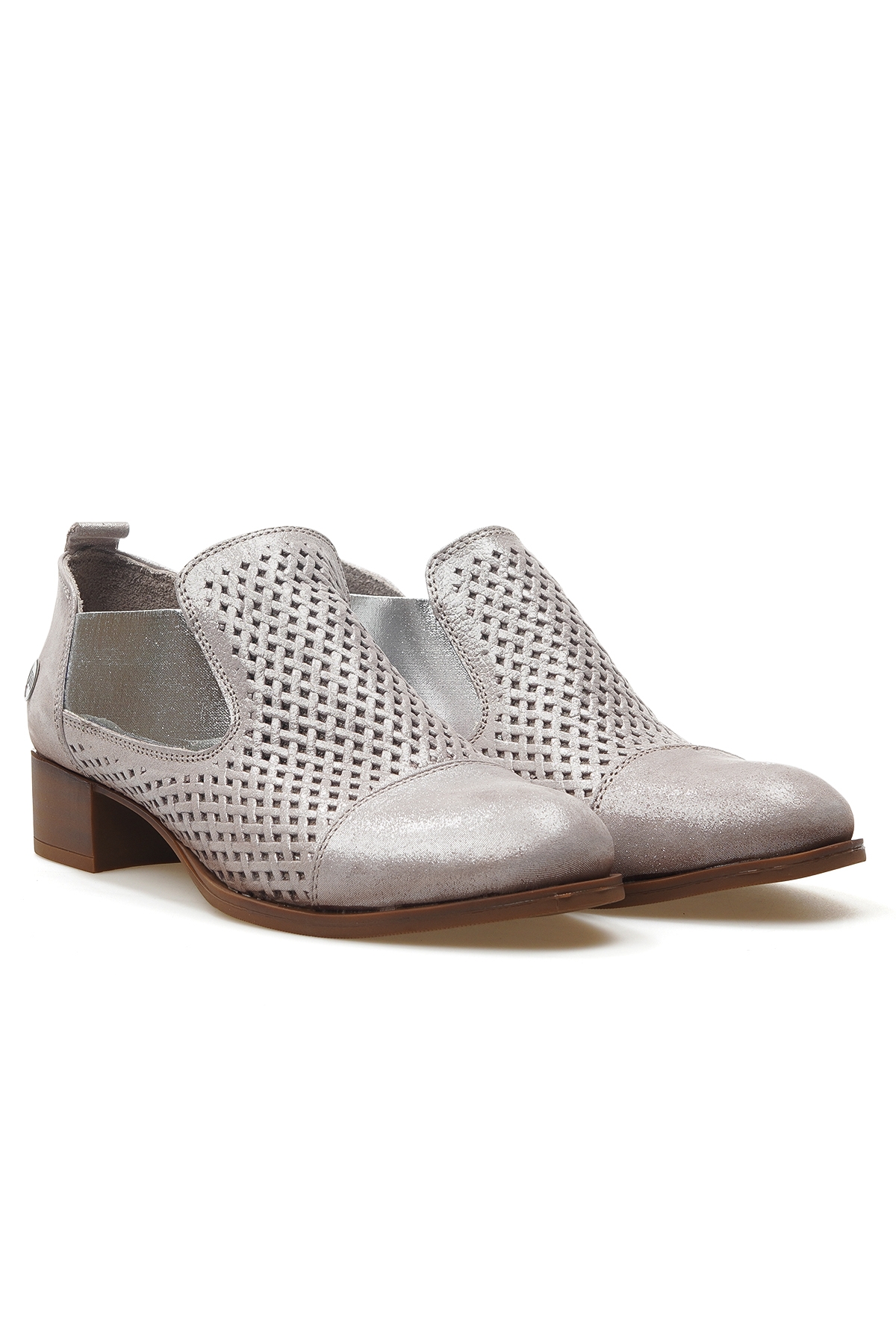 Kadın Hakiki Deri Simli Desenli Casual Ayakkabı 25y D25ya-7150 Z Vizon Simli - Görsel 6