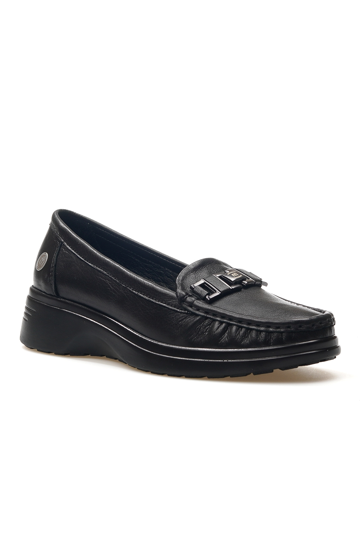 Kadın Hakiki Deri Toka Detaylı Günlük Babet Ayakkabı 25y D25ya-7395 Z Siyah - Görsel 5