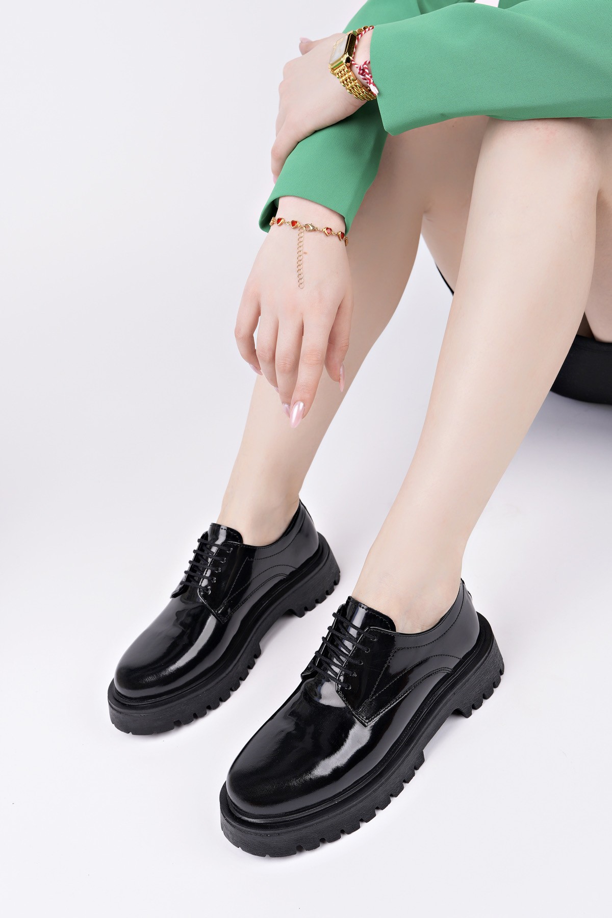 BLANCA Bağcıklı Hakiki Deri Kalın Taban Günlük Casual Makosen Kadın Loafer Ayakkabı - Görsel 6