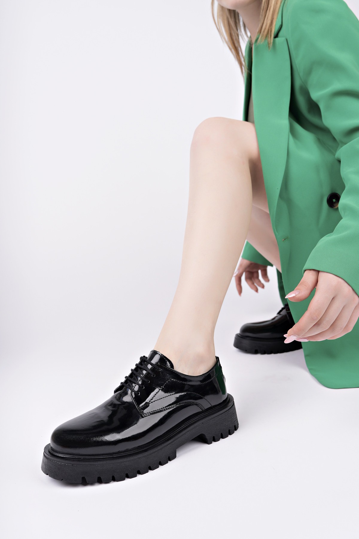 BLANCA Bağcıklı Hakiki Deri Kalın Taban Günlük Casual Makosen Kadın Loafer Ayakkabı - Görsel 7