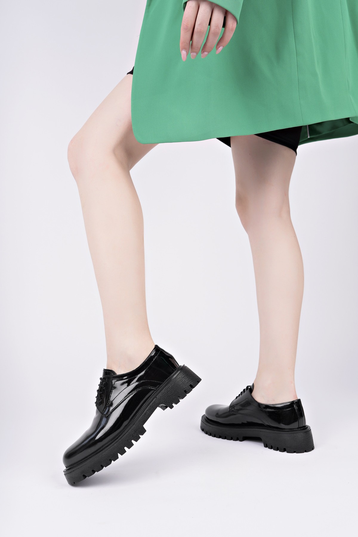 BLANCA Bağcıklı Hakiki Deri Kalın Taban Günlük Casual Makosen Kadın Loafer Ayakkabı - Görsel 9