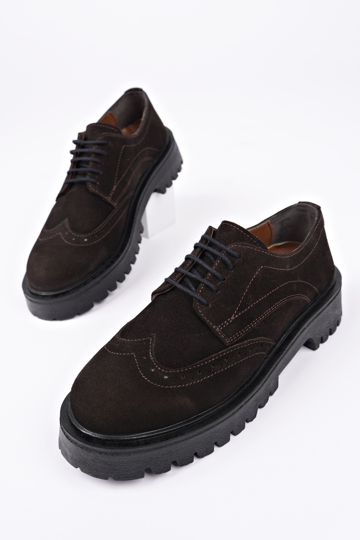 AMOUR Bağcıklı Hakiki Deri Kalın Taban Günlük Casual Makosen Kadın Loafer Ayakkabı - Görsel 3