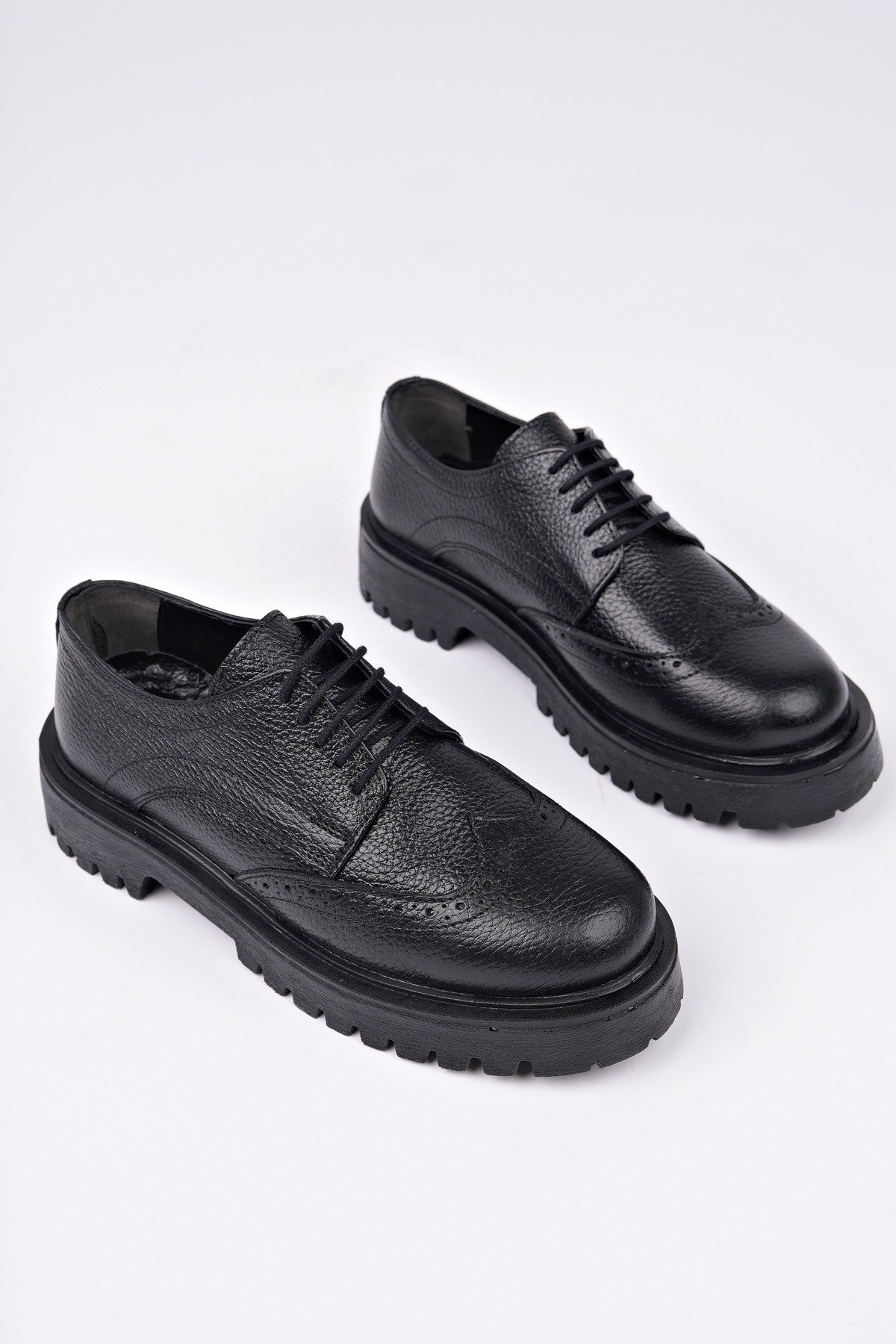 AMOUR Bağcıklı Hakiki Deri Kalın Taban Günlük Casual Makosen Kadın Loafer Ayakkabı - Görsel 4