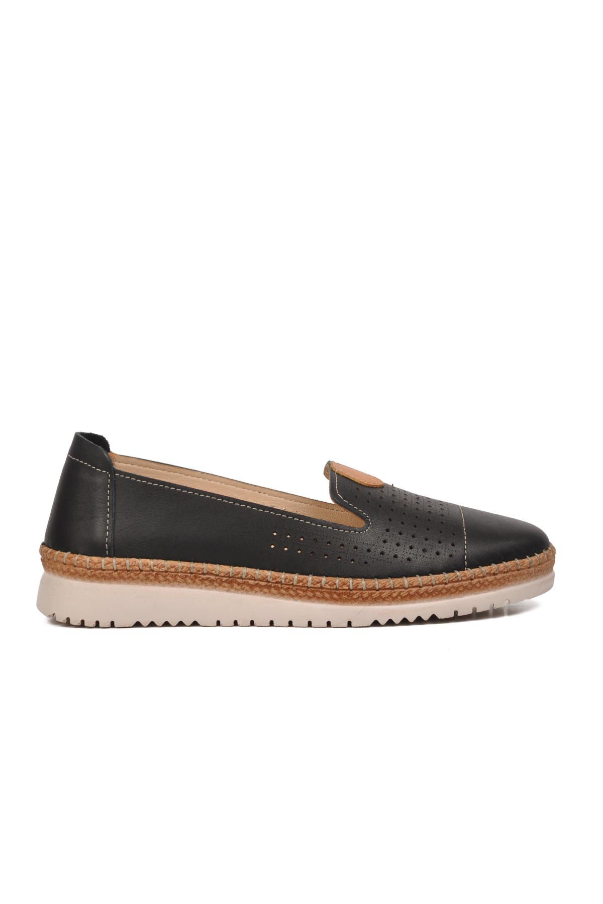 574141 Siyah Hakiki Deri Kadın Günlük Ayakkabı - Görsel 6