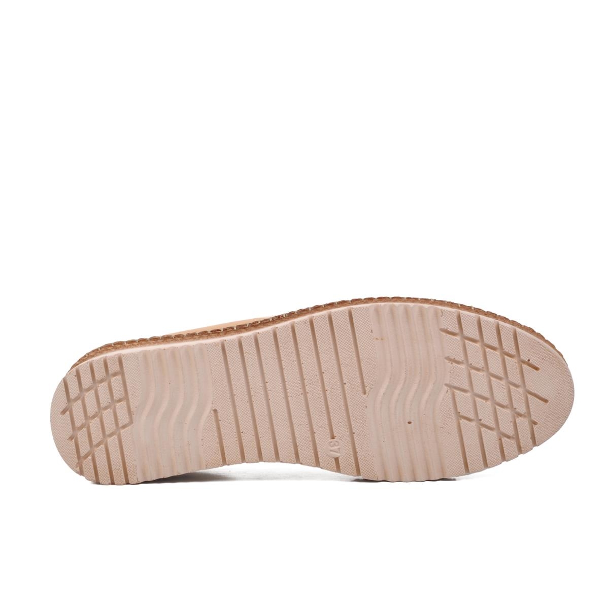 574141 Bej Hakiki Deri Kadın Günlük Ayakkabı - Görsel 3