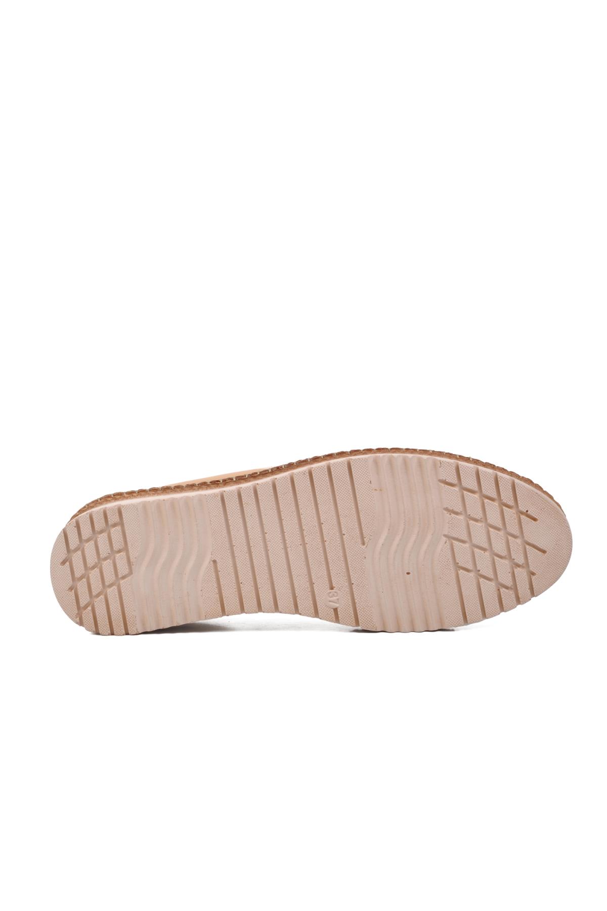 574141 Bej Hakiki Deri Kadın Günlük Ayakkabı - Görsel 8