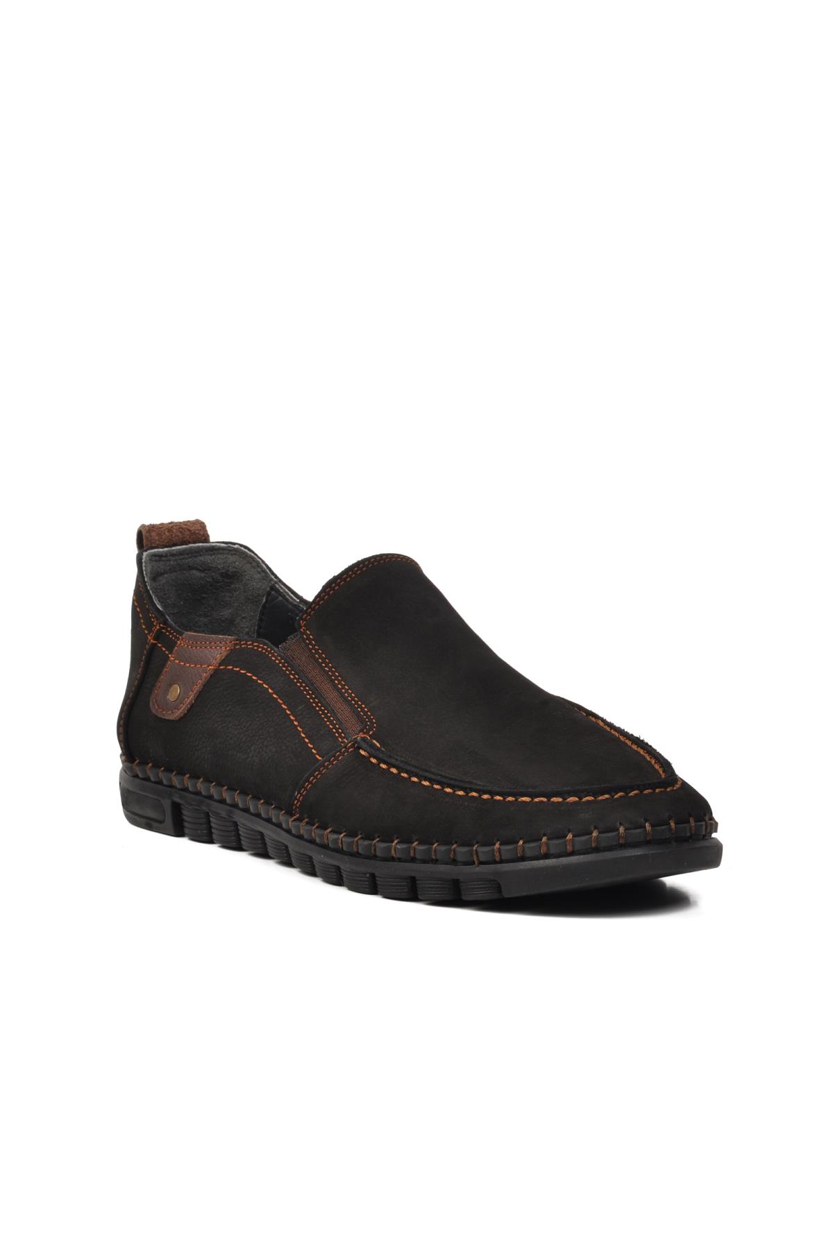 D2024 Siyah Nubuk Hakiki Deri Erkek Günlük Ayakkabı - Görsel 2