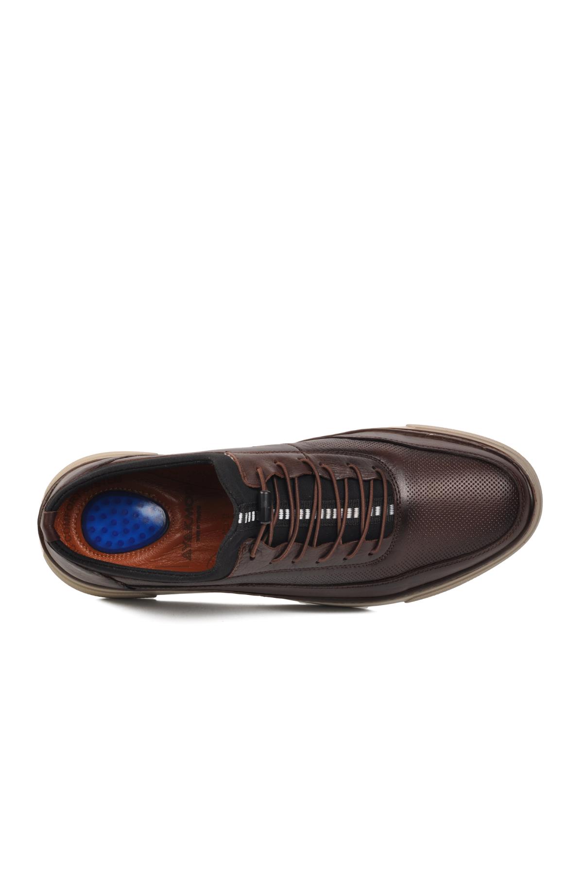 346517 Kahve Hakiki Deri Erkek Günlük Ayakkabı - Görsel 5