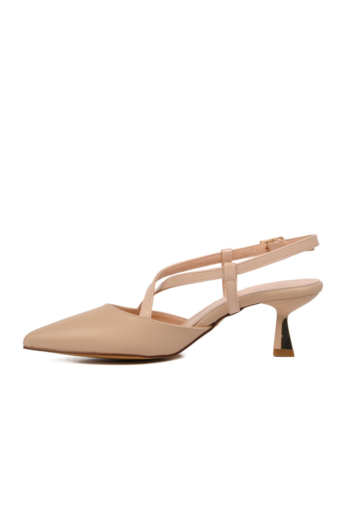 357078 Bej Kadın Topuklu Ayakkabı - Görsel 4