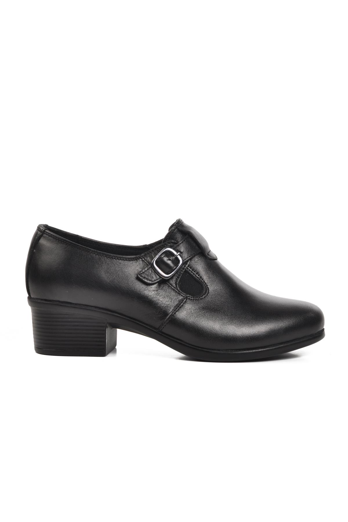 Road318 Ortopedik Hakiki Deri Siyah Kadın Günlük Ayakkabı - Görsel 3