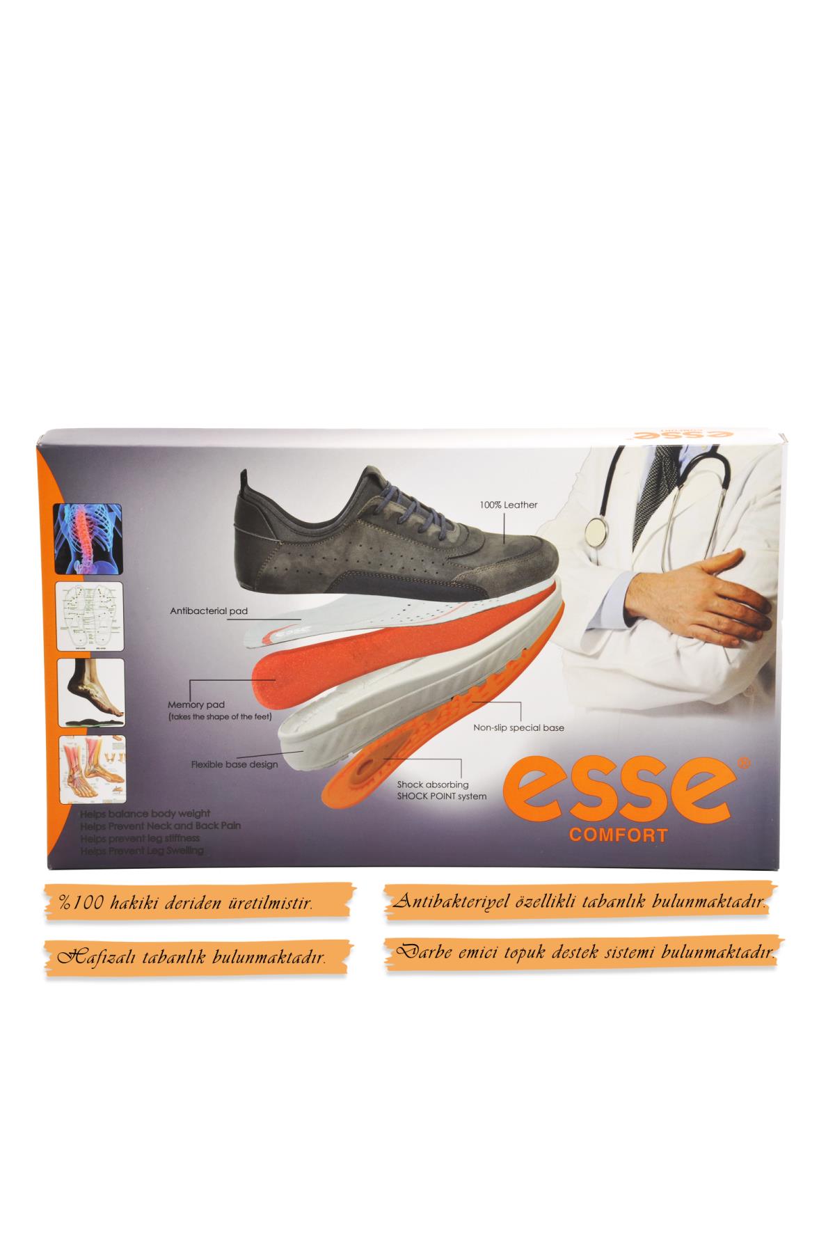 6280 Siyah Ortopedik Deri Erkek Günlük Ayakkabı - Görsel 5