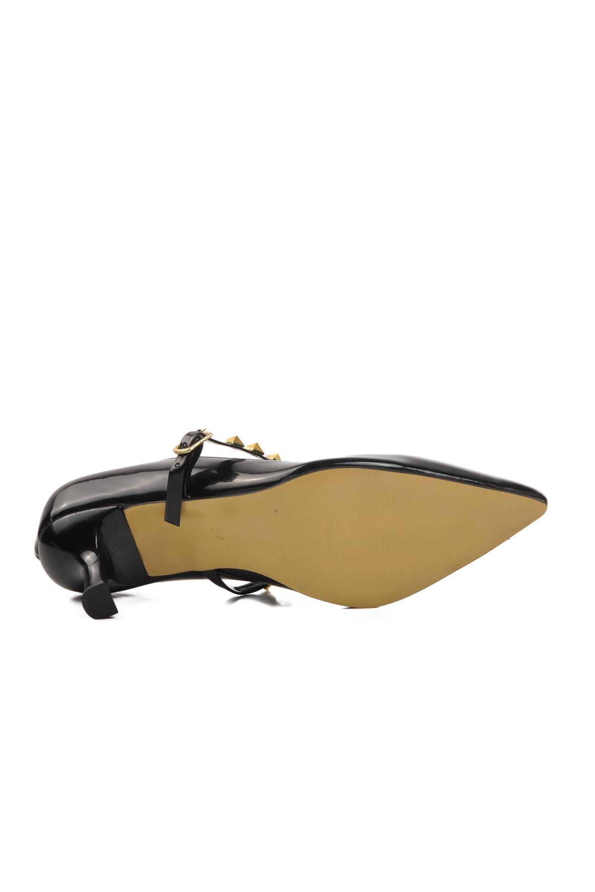 458297 Siyah Rugan İnce Topuklu Kadın Abiye Ayakkabı - Görsel 6