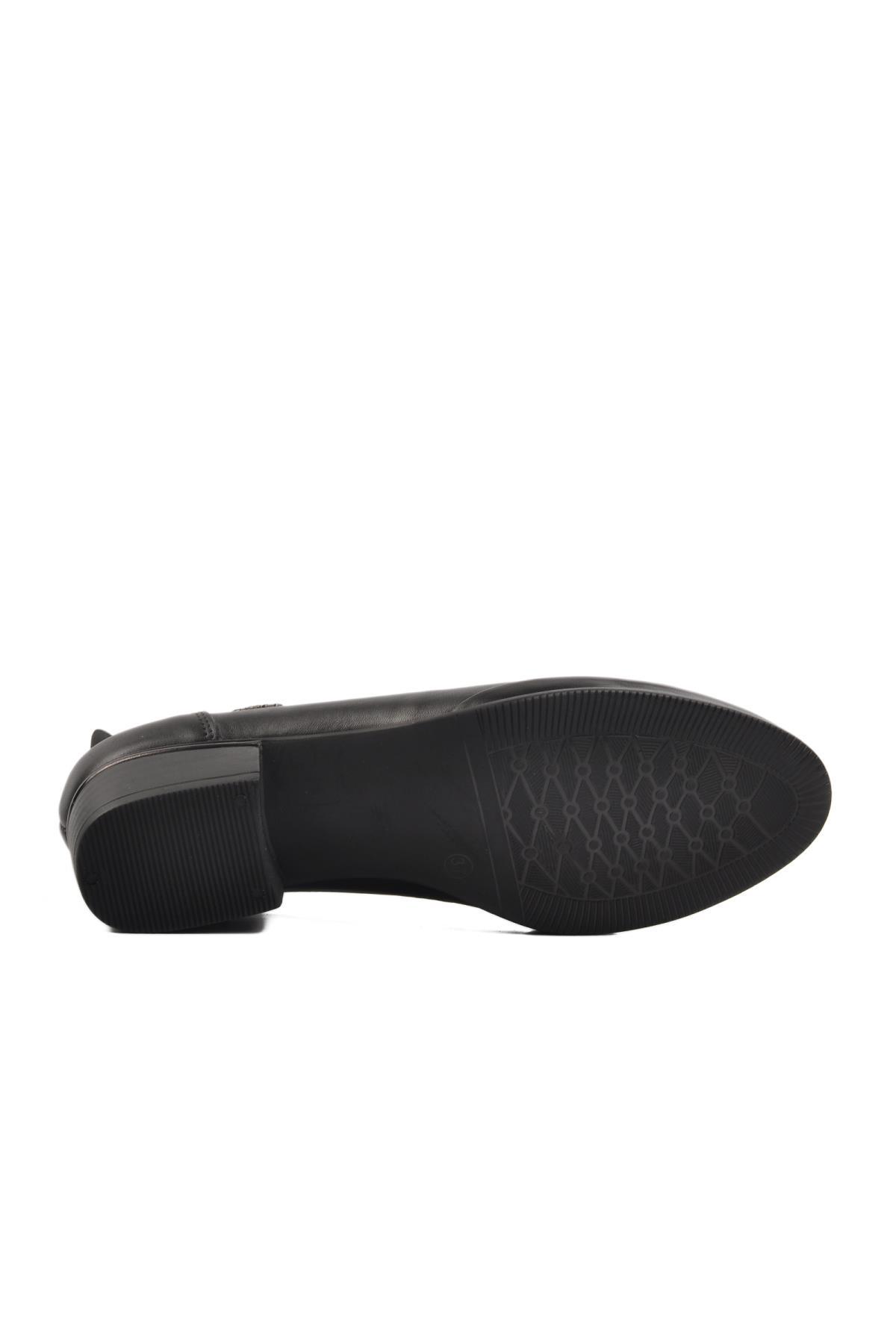 2312514K Siyah Hakiki Deri Kadın Topuklu Ayakkabı - Görsel 6