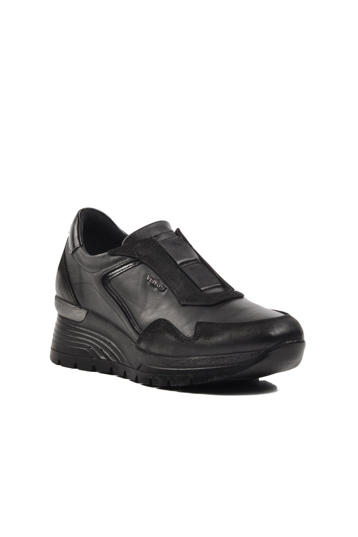 2313042K Siyah Hakiki Deri Kadın Günlük Ayakkabı - Görsel 2