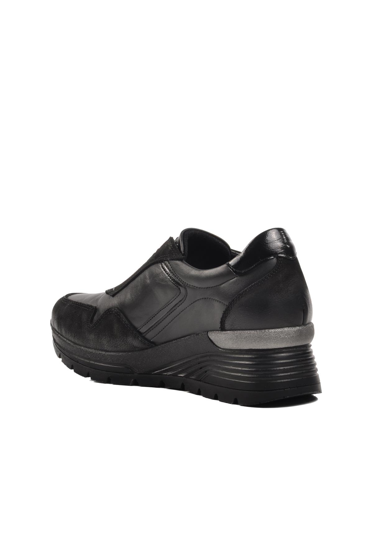 2313042K Siyah Hakiki Deri Kadın Günlük Ayakkabı - Görsel 5