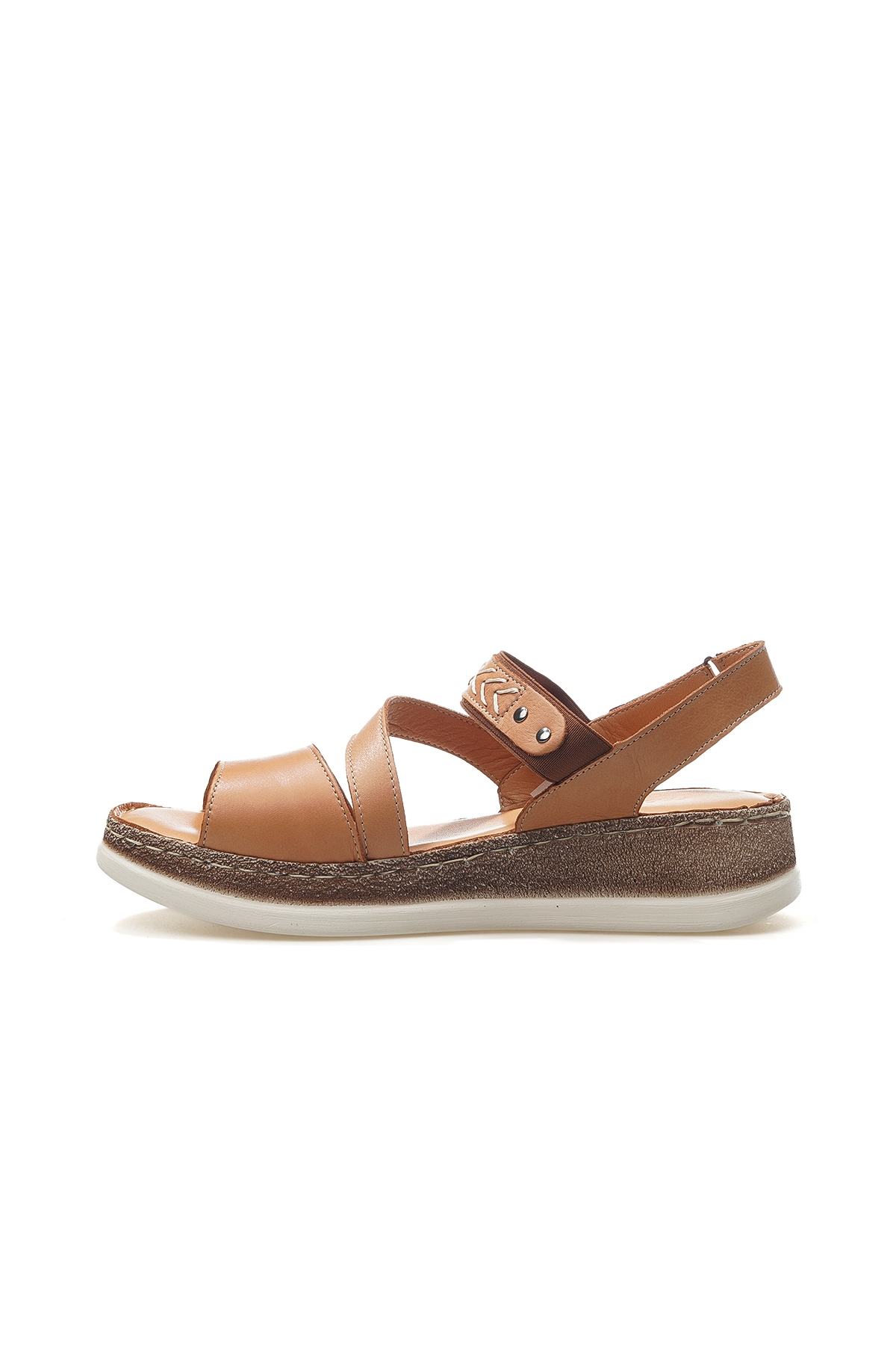 Kadın Hakiki Deri Topuklu Günlük Sandalet 25y D25ys-2540 Z Taba - Görsel 3