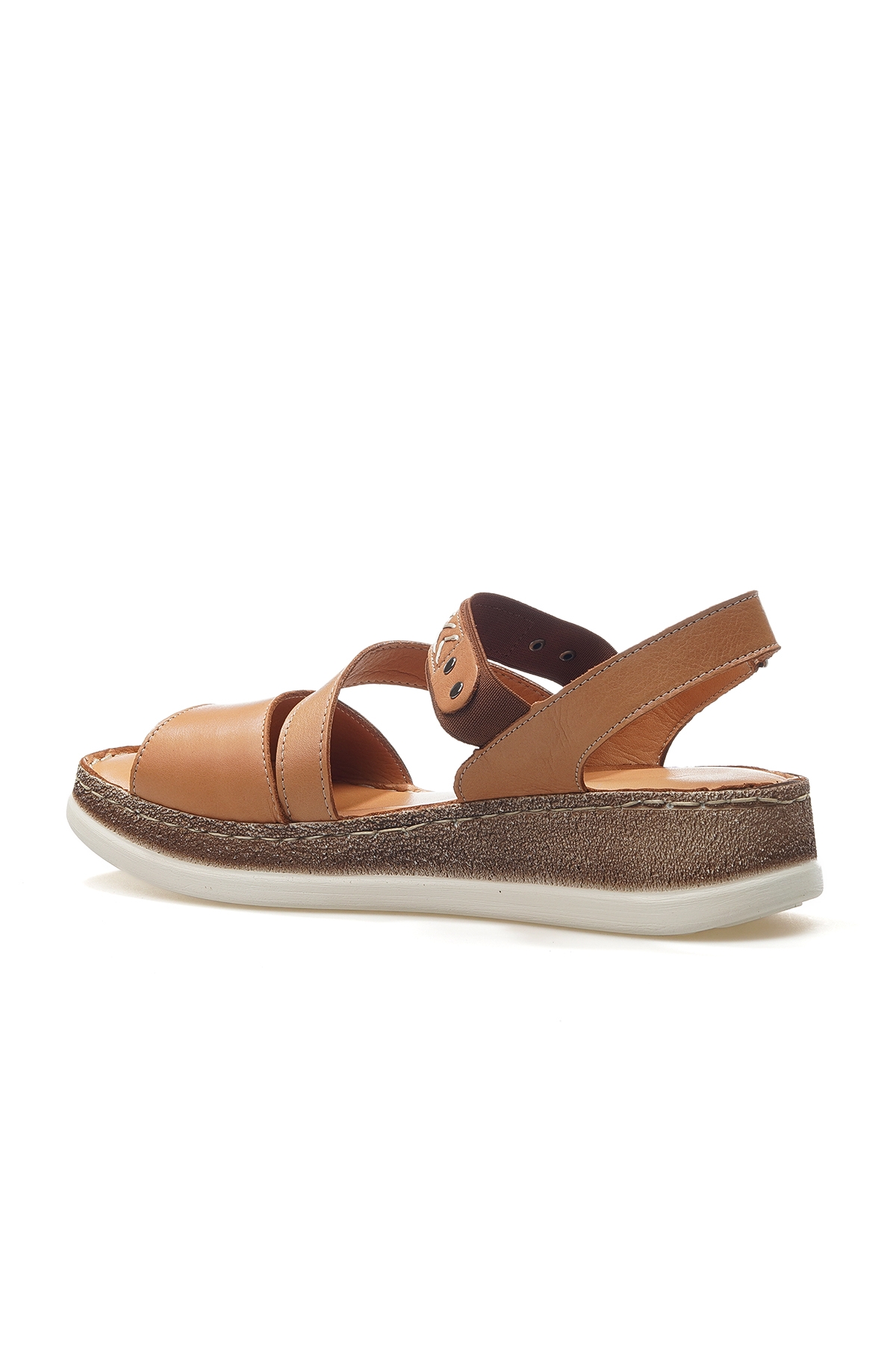 Kadın Hakiki Deri Topuklu Günlük Sandalet 25y D25ys-2540 Z Taba - Görsel 4