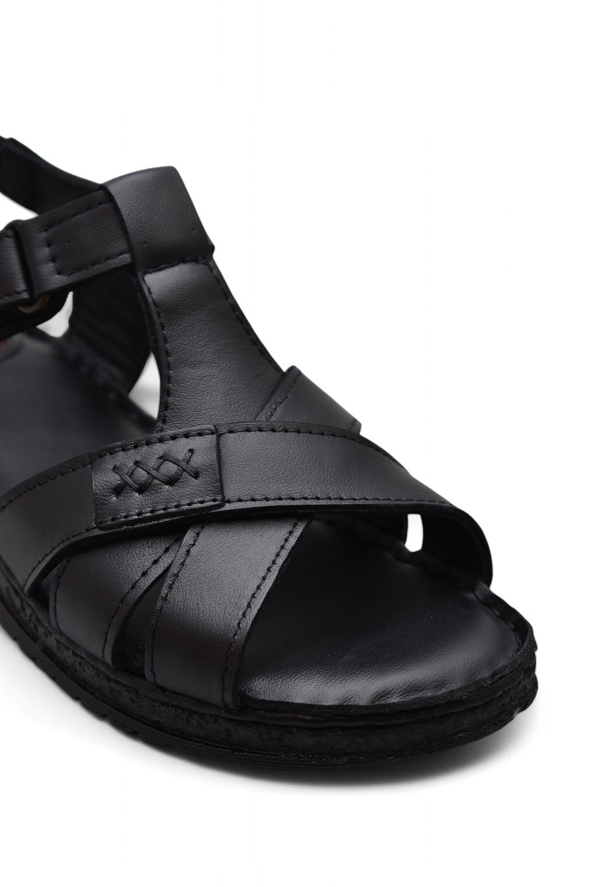 203 TAM ORTOPEDİK Hakiki Deri Kadın Sandalet Topuk Jel Taban Kadın Deri Sandalet - Görsel 7