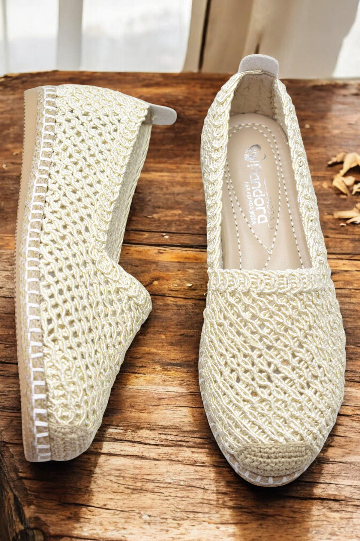 Y25.82.199 Rahat Taban Günlük Kadın Örgü Babet Ayakkabı Kadın Spor Babet - Görsel 3