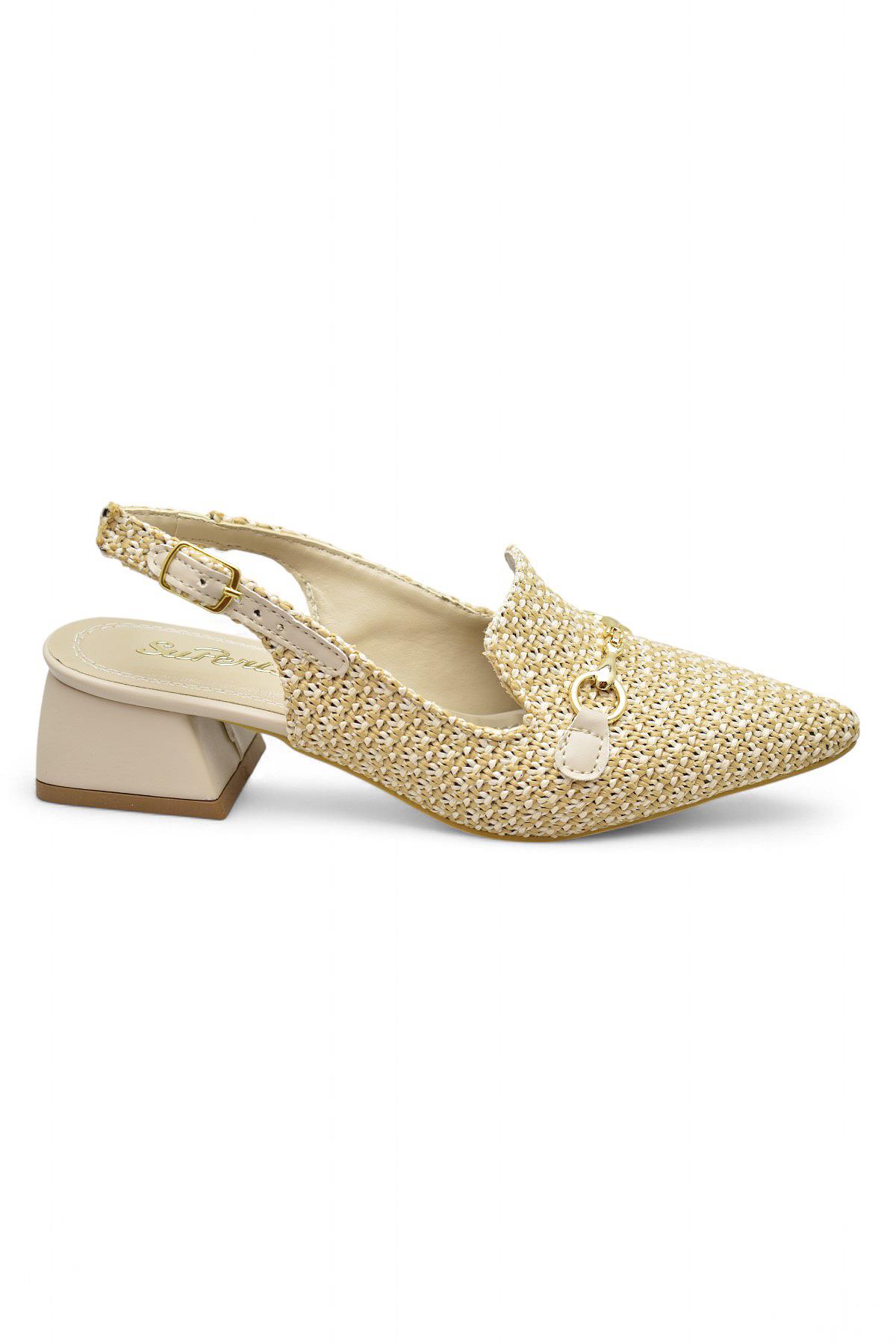 9828 Kadın Topuklu Ayakkabı 4 cm Kalın Topuk Abiye Düğün Nişan Kına Gecesi Ayakkabısı - Görsel 2