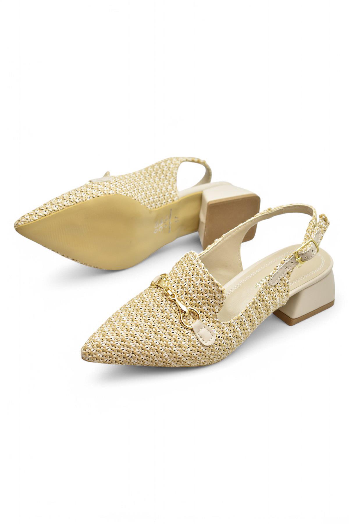 9828 Kadın Topuklu Ayakkabı 4 cm Kalın Topuk Abiye Düğün Nişan Kına Gecesi Ayakkabısı - Görsel 3