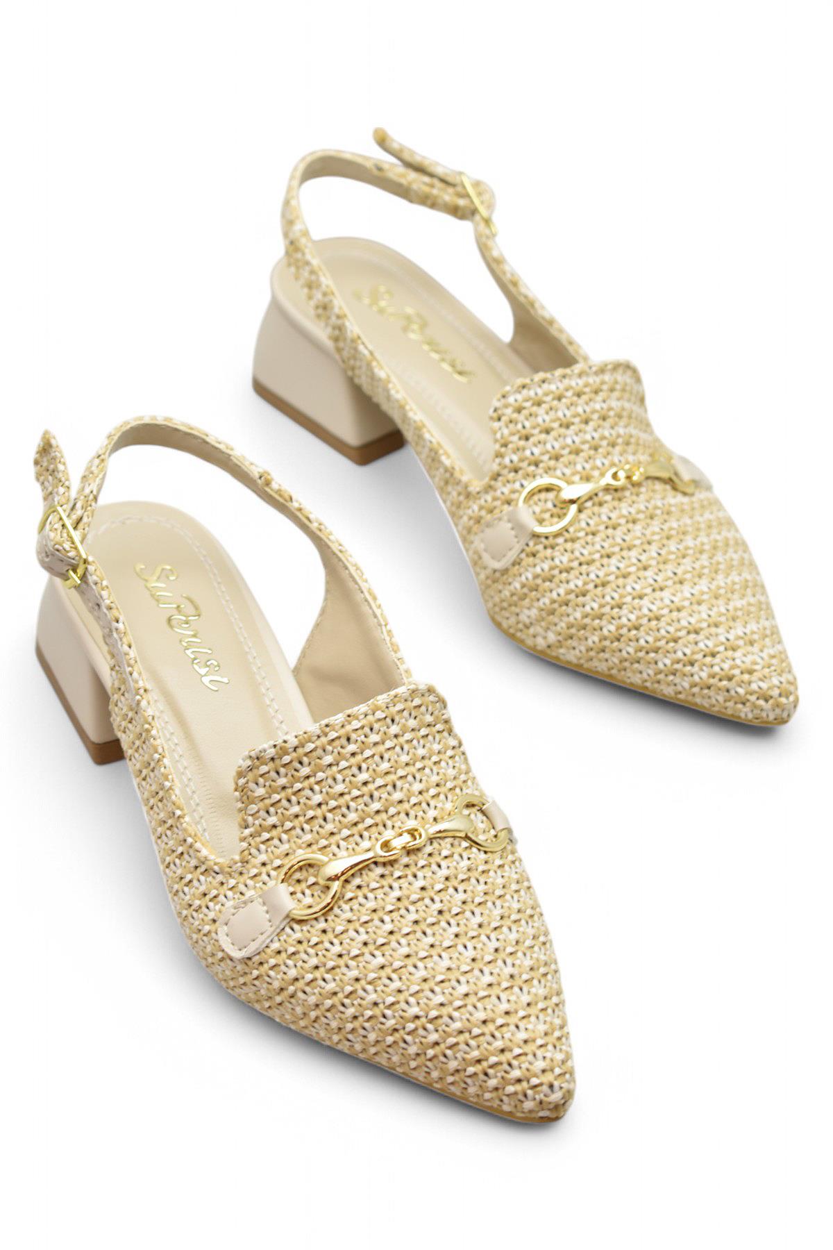 9828 Kadın Topuklu Ayakkabı 4 cm Kalın Topuk Abiye Düğün Nişan Kına Gecesi Ayakkabısı - Görsel 4