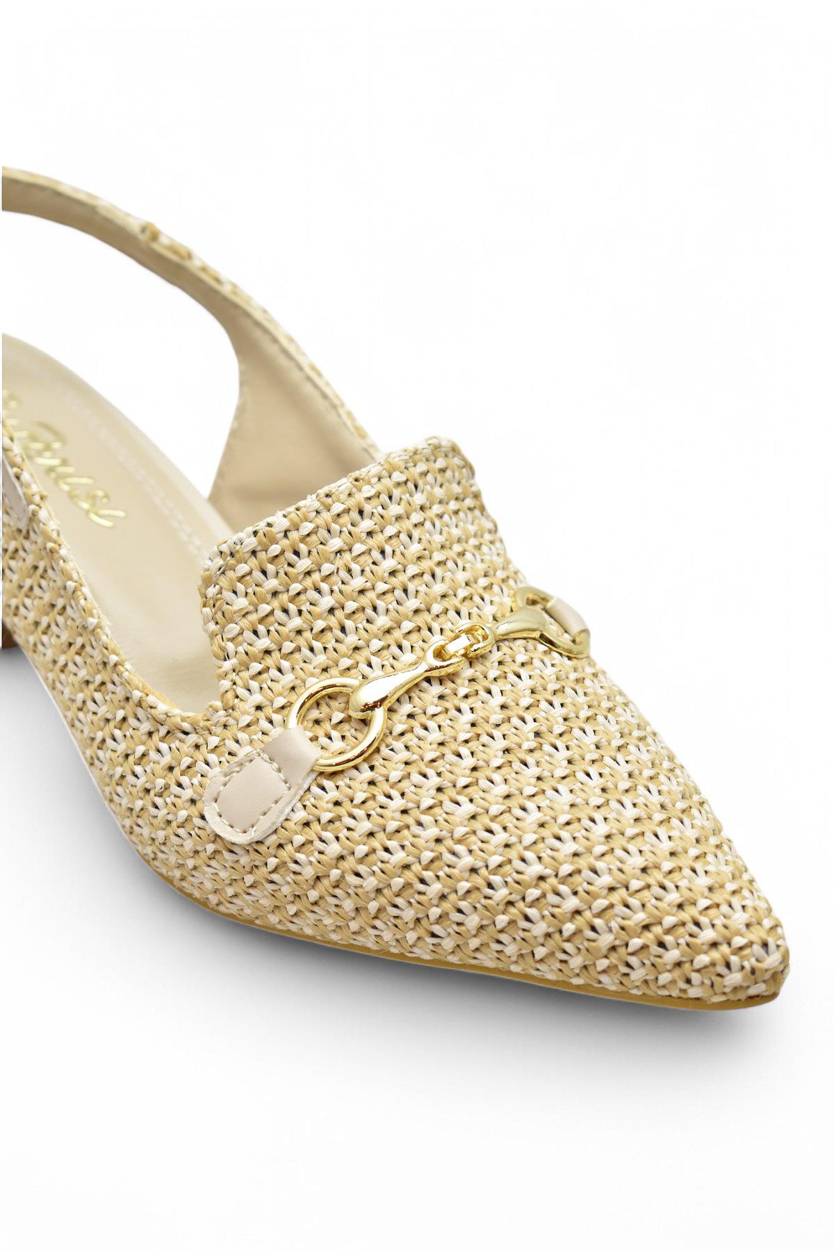 9828 Kadın Topuklu Ayakkabı 4 cm Kalın Topuk Abiye Düğün Nişan Kına Gecesi Ayakkabısı - Görsel 6