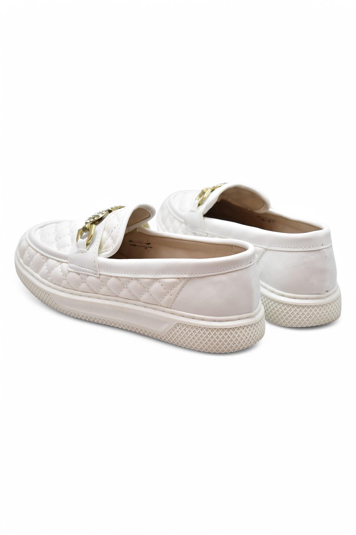 399 Rahat Taban Günlük Kadın Ayakkabı Kadın Laofer Ayakkabı Baklava Desenli - Görsel 6