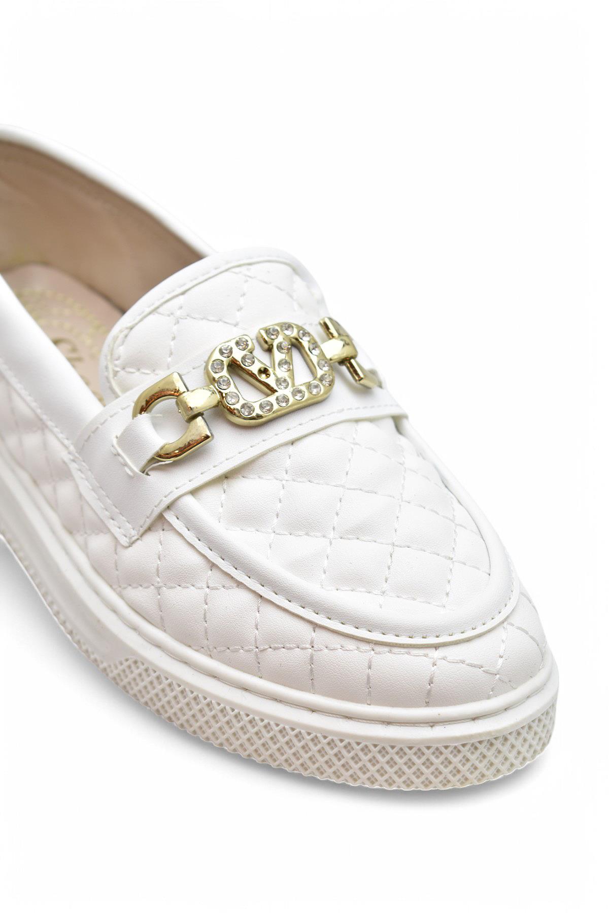 399 Rahat Taban Günlük Kadın Ayakkabı Kadın Laofer Ayakkabı Baklava Desenli - Görsel 7