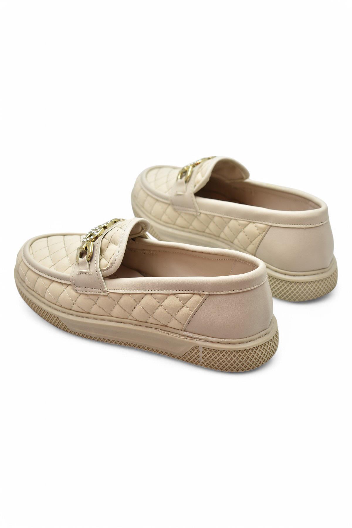 399 Rahat Taban Günlük Kadın Ayakkabı Kadın Laofer Ayakkabı Baklava Desenli - Görsel 5