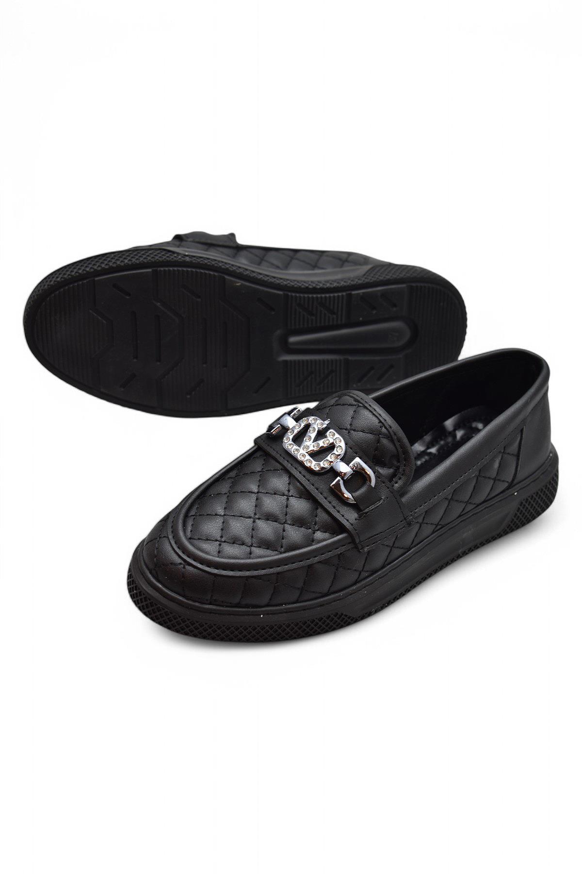 399 Rahat Taban Günlük Kadın Ayakkabı Kadın Laofer Ayakkabı Baklava Desenli - Görsel 5