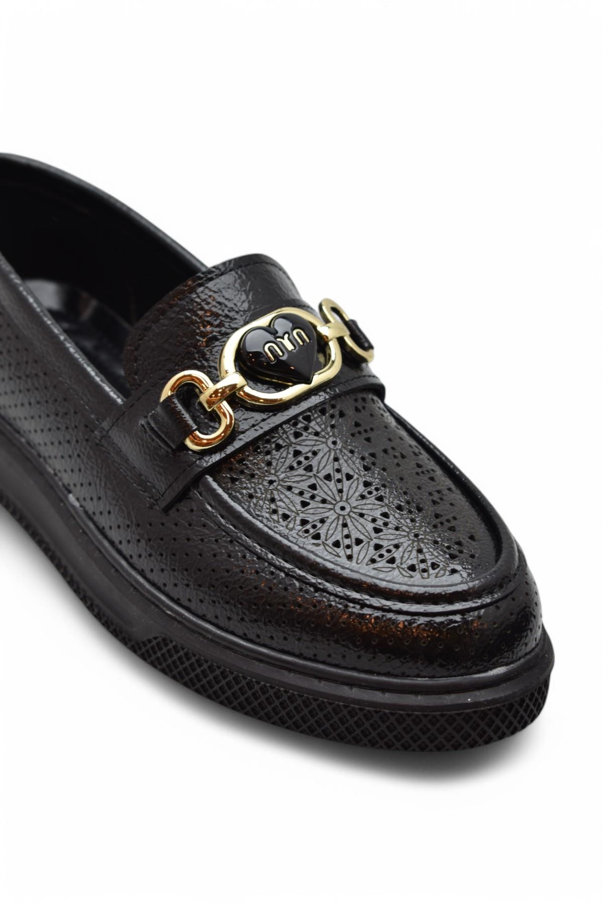 398 Rahat Taban Günlük Kadın Ayakkabı Tokalı Kadın Ayakkabı Laofer Oxfort Kadın Casual Ayakkabı - Görsel 5