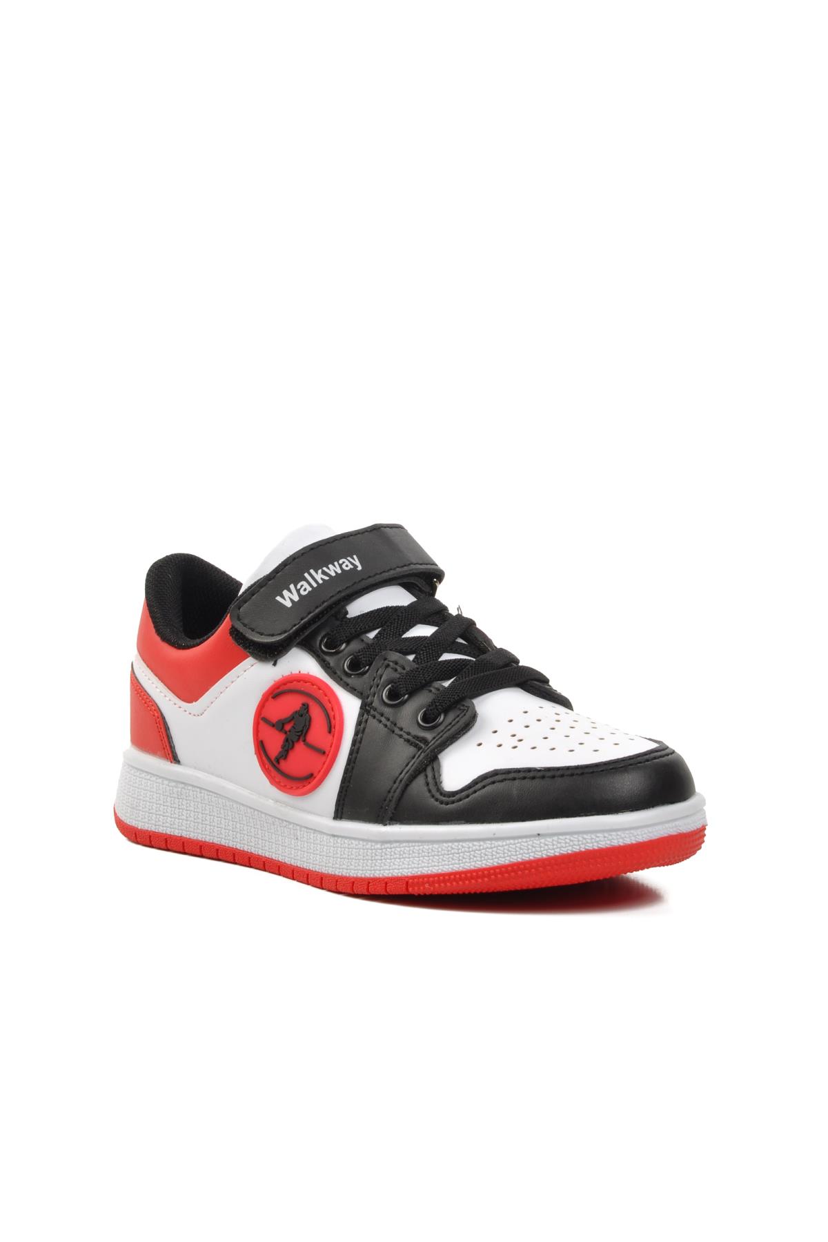 Sloga-F Siyah-Beyaz-Kırmızı Cırtlı Çocuk Sneaker - Görsel 2