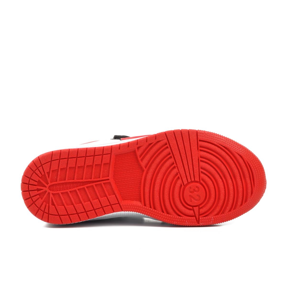 Sloga-F Siyah-Beyaz-Kırmızı Cırtlı Çocuk Sneaker - Görsel 3