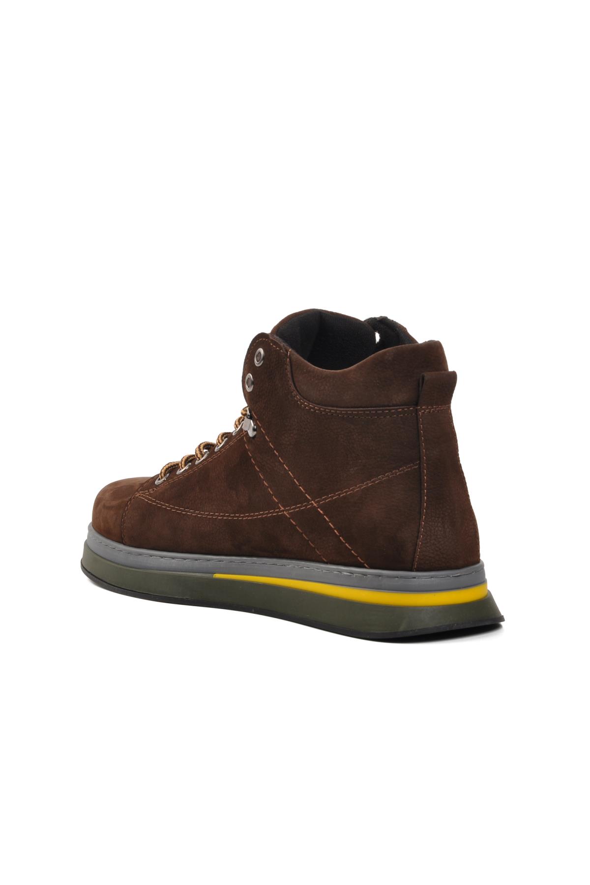 1361654-24K Kahve Nubuk Hakiki Deri Erkek Bot - Görsel 7