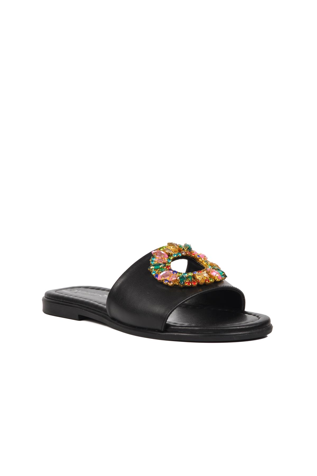 246017 Siyah Taşlı Kadın Terlik - Görsel 4