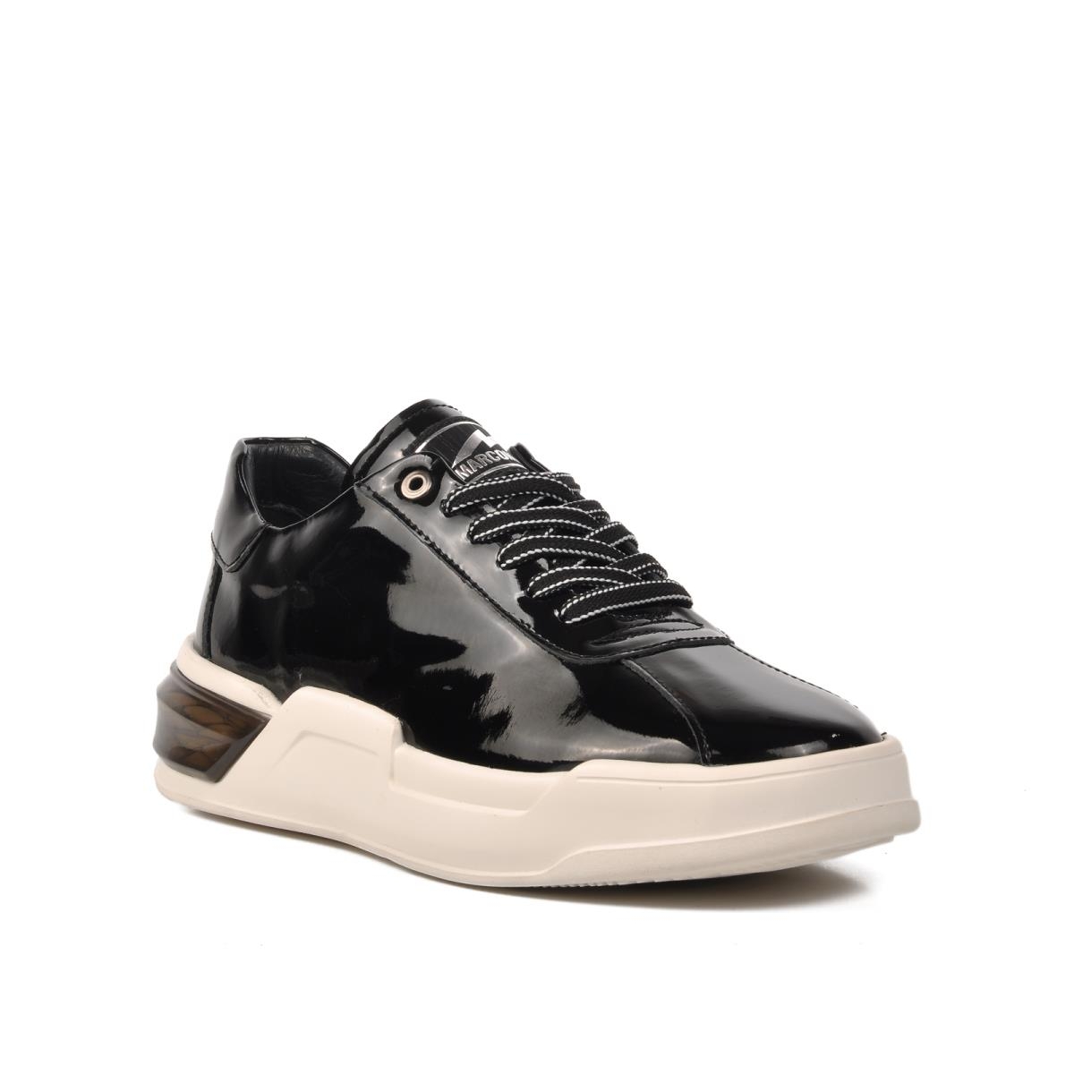 Marcomen152-19197 Siyah Rugan-Beyaz Hakiki Deri Erkek Sneaker