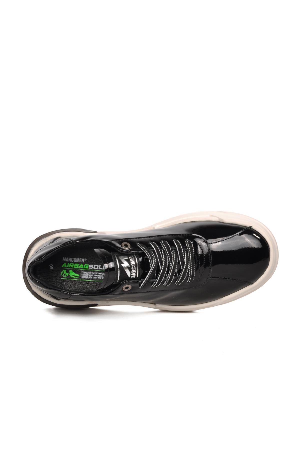 152-19197 Siyah Rugan-Beyaz Hakiki Deri Erkek Sneaker - Görsel 11