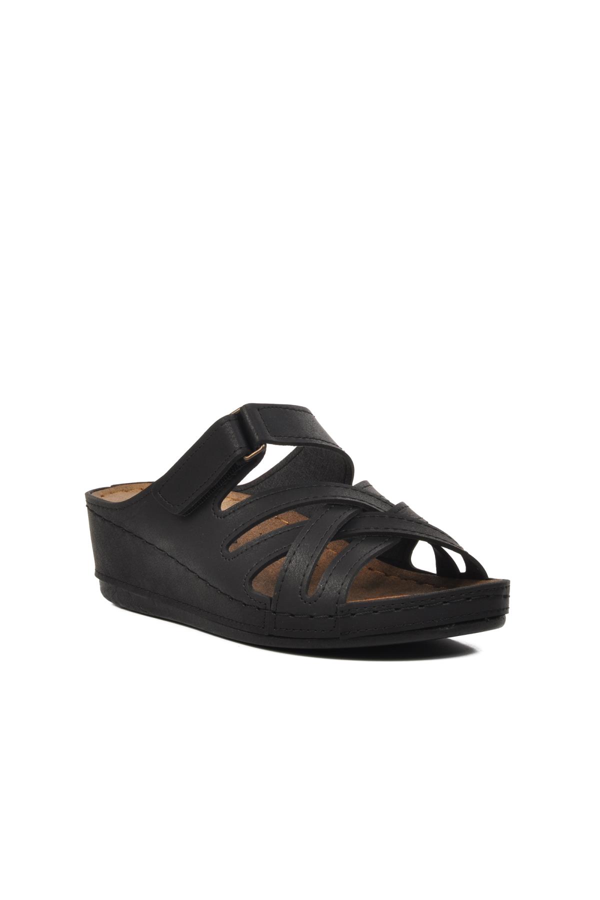 09-977 Siyah Kadın Dolgu Topuk Terlik - Görsel 2