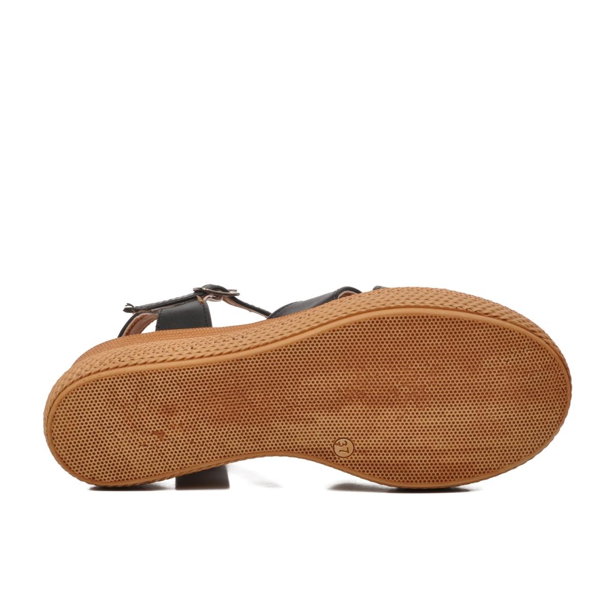 426093 Siyah Kadın Dolgu Topuk Sandalet - Görsel 3