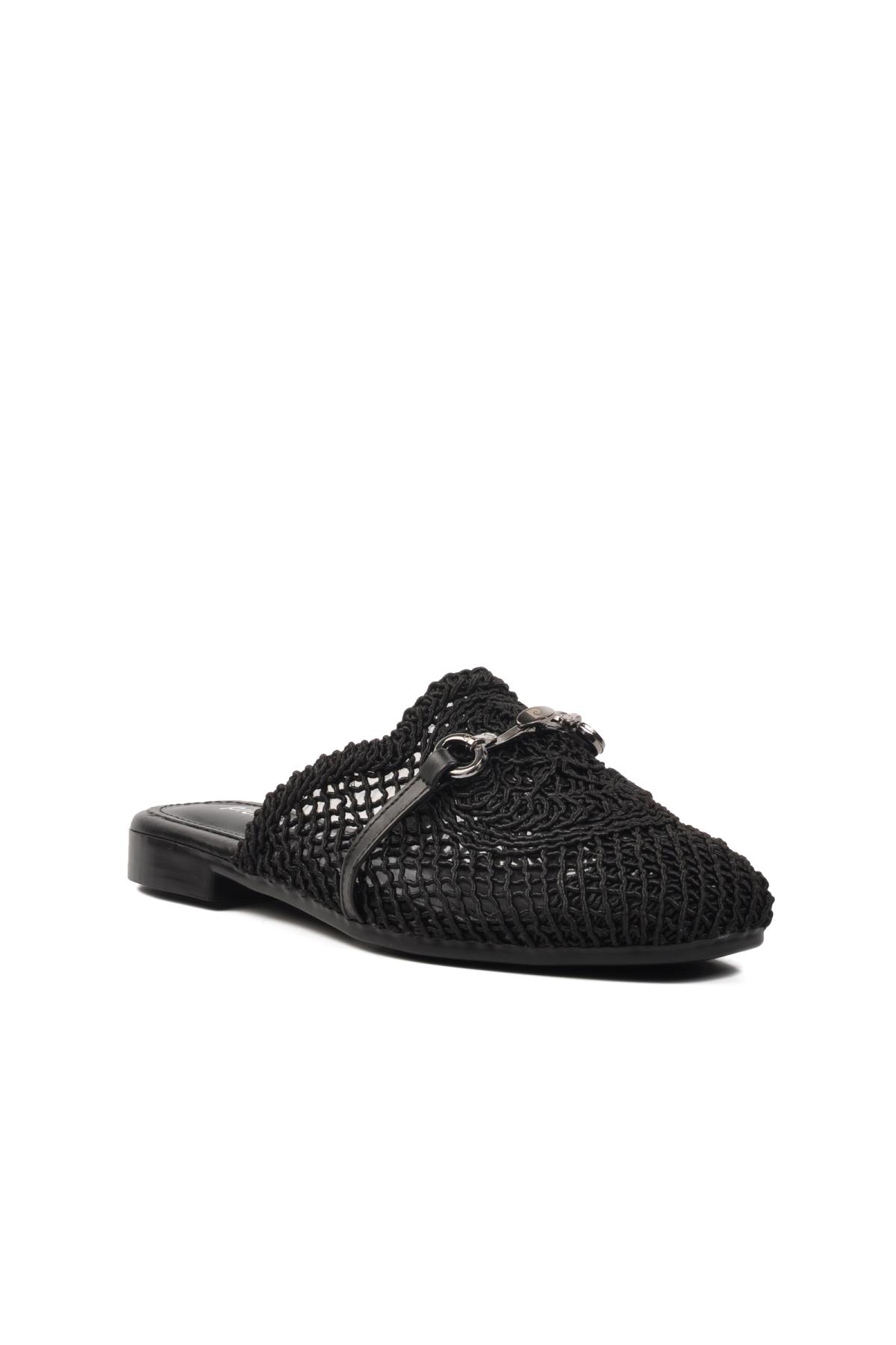 PC-53128 Siyah Kadın Örgülü Terlik - Görsel 4