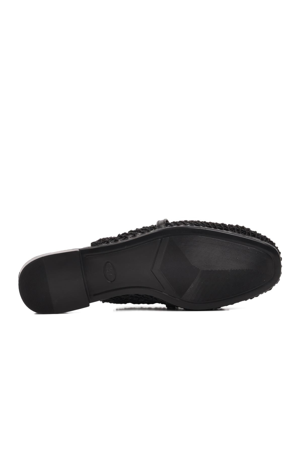 PC-53128 Siyah Kadın Örgülü Terlik - Görsel 8